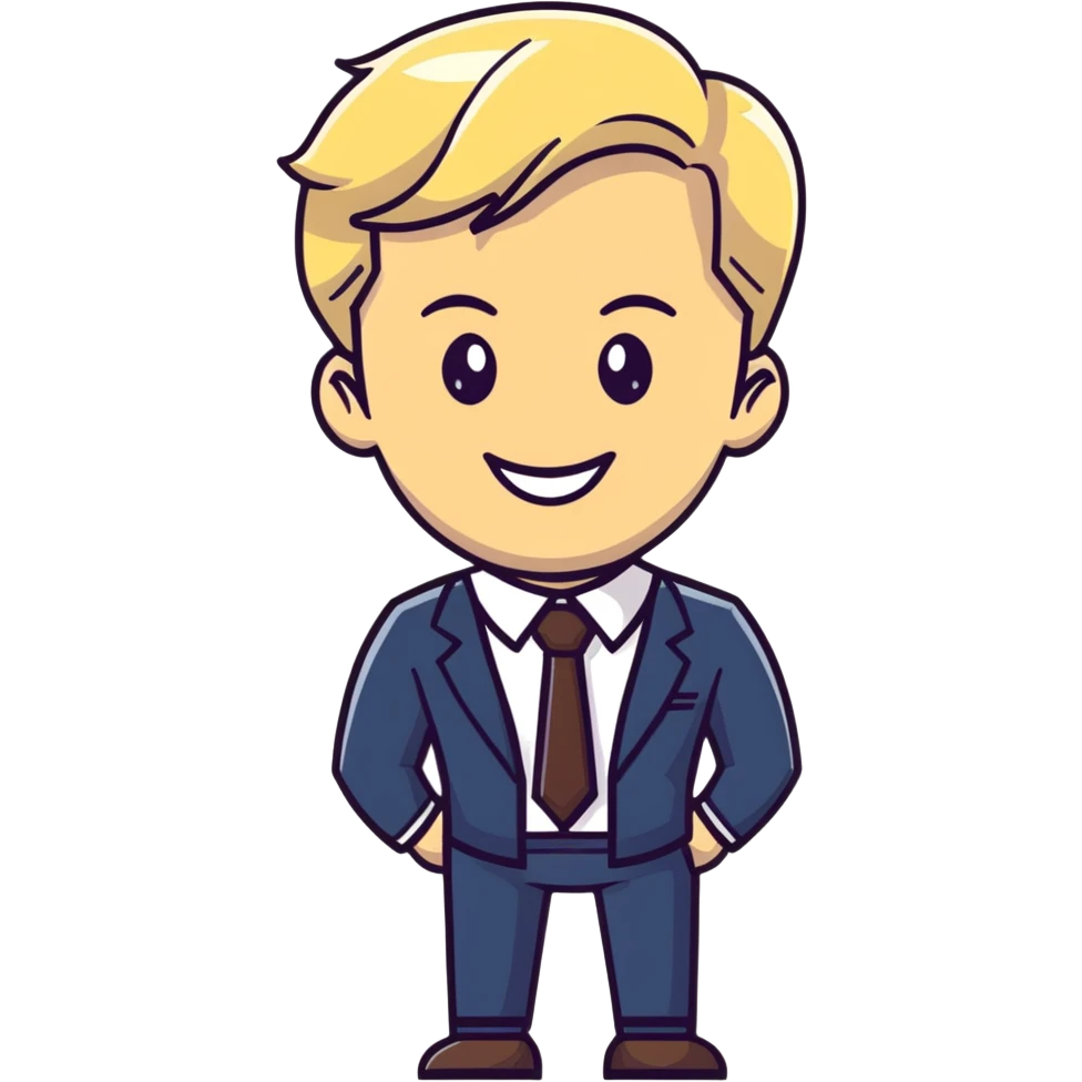 Oleg Tinkov, smiling, blond hair, business casual emoji