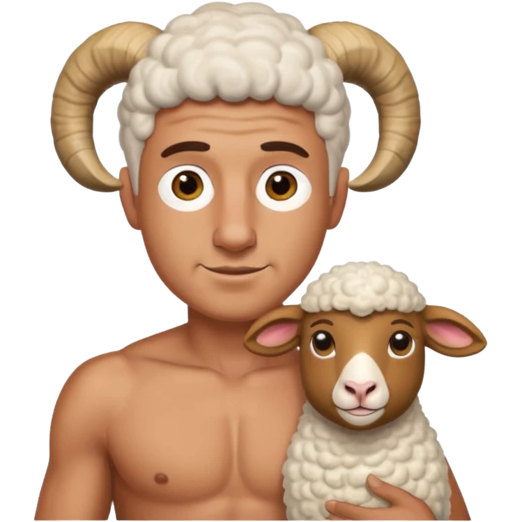 A really hot shirtless guy with a sheep head emoji