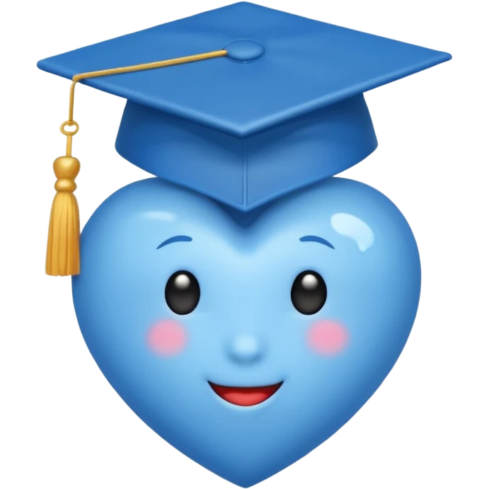 blue heart with a graduation cap emoji