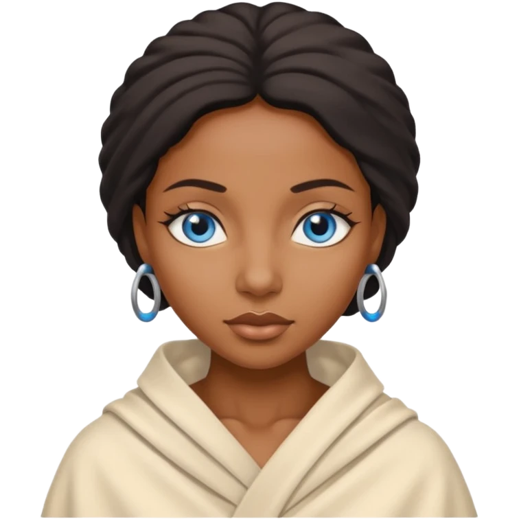 blue eyed desert black woman with creme cloth emoji