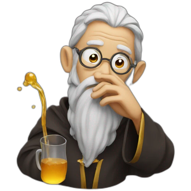 wizard drinking away his problems emoji