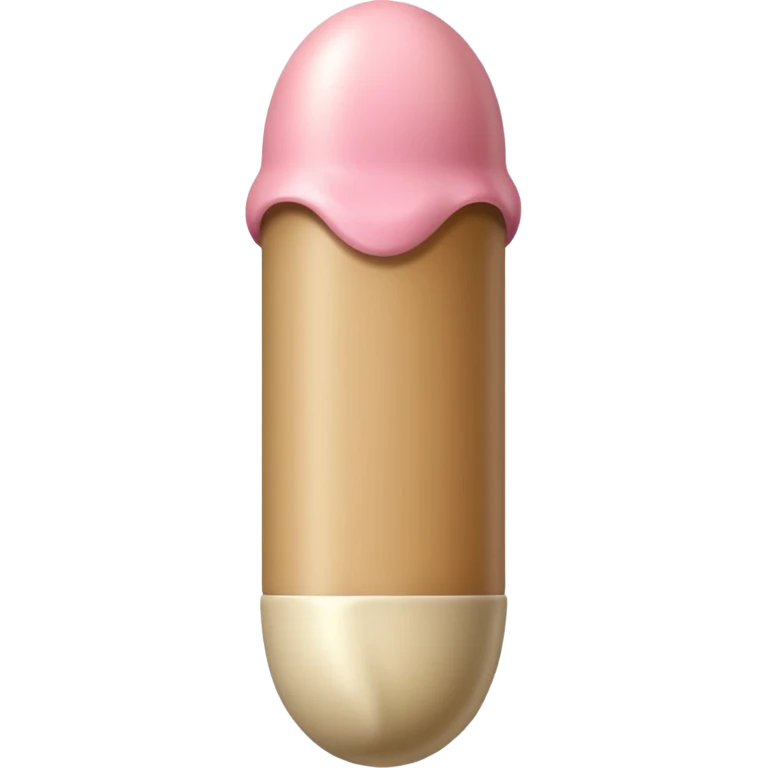 tan beige skin color cylindrical shaft penis, erect, phallus shape, no face, with glans beige/pinkish acorn-like tip at small hole at the end.  emoji