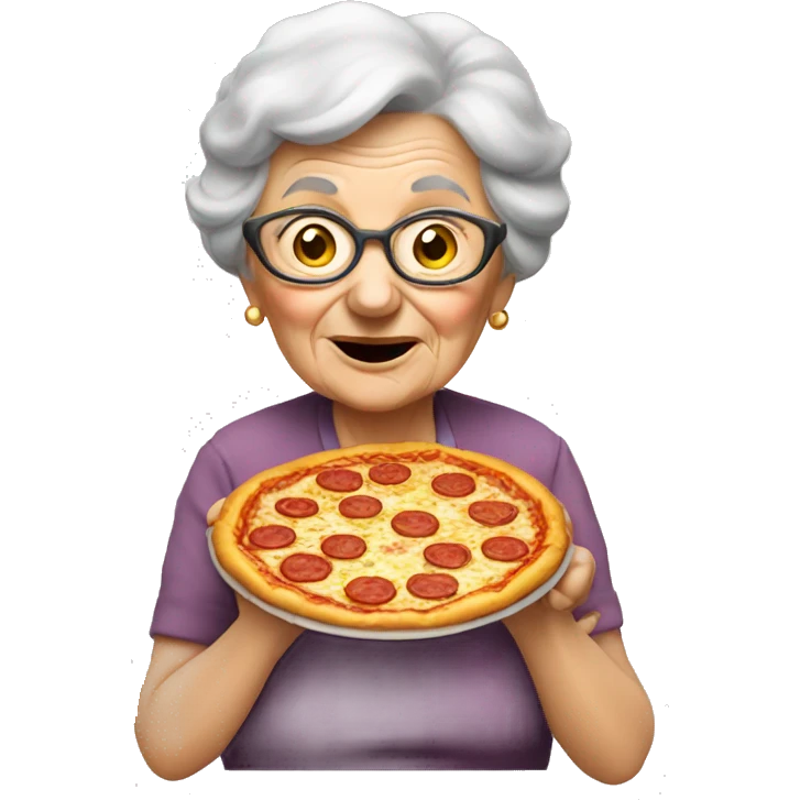 Old lady eating pizza emoji