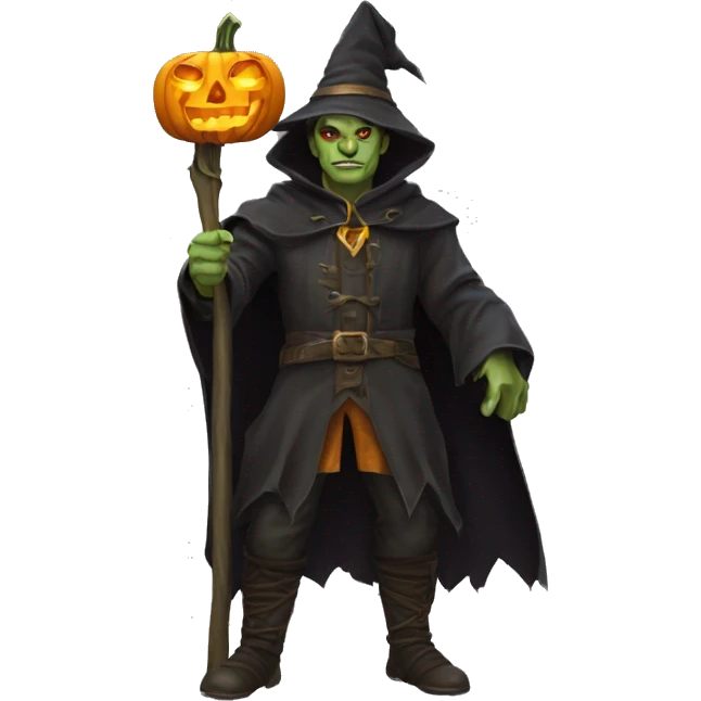 half-orc male wizard necromancer pumpkin emoji
