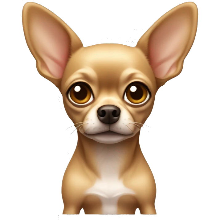 Dark tan  chihuahua with light hazel eyes and big ears emoji