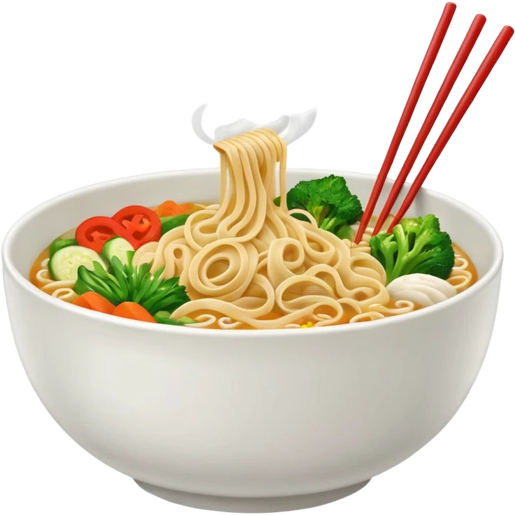 Draw a hot bowl of noodles with chopsticks & steam rising. emoji