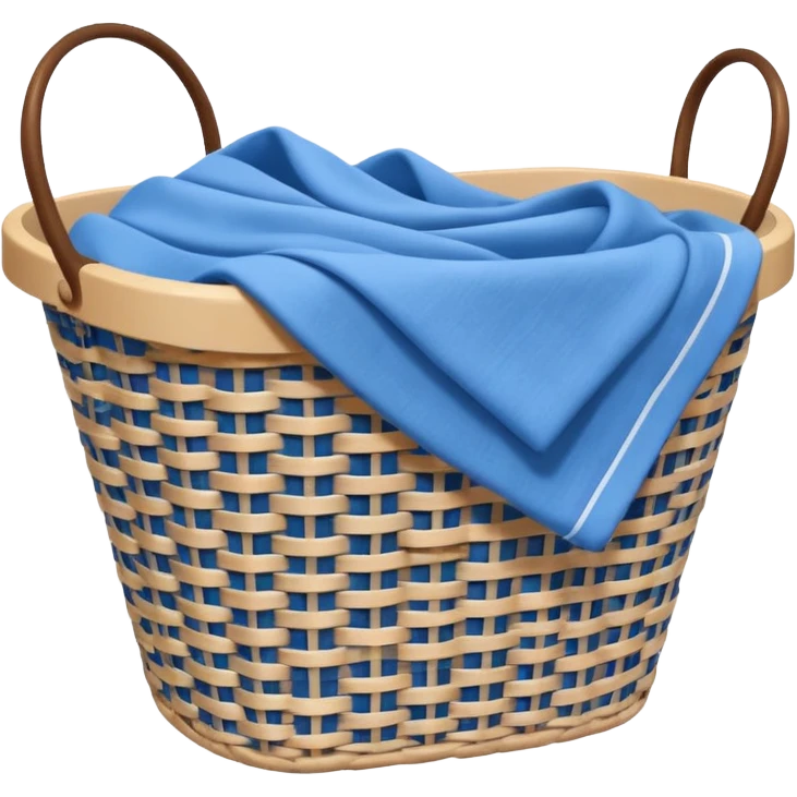 white LAUNDRY BASKET WITH FOLDED blue CLOTHES emoji