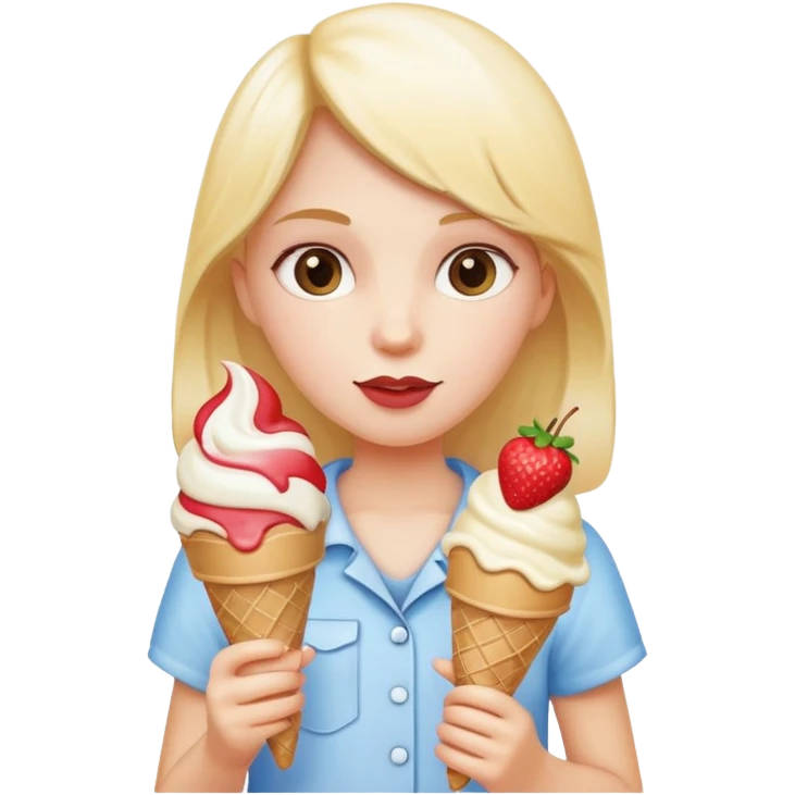 girl holding two ice cream cones emoji