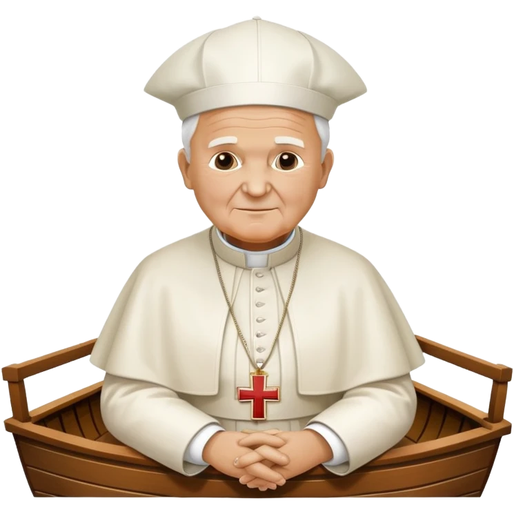 Pope John Paul II sitting on a boat emoji
