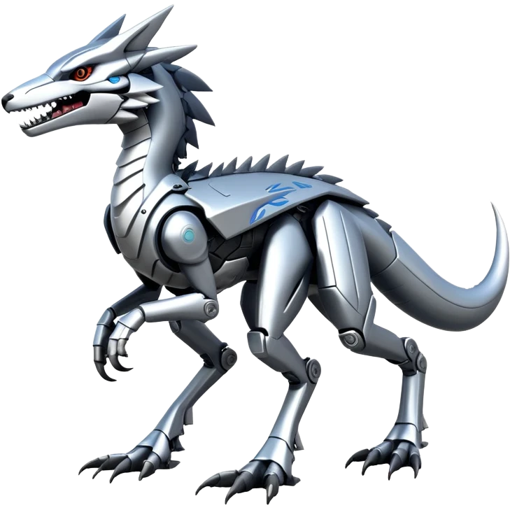 Futuristic Modern Mechanical Sergal-raptor-nargacuga-vernid, full body emoji