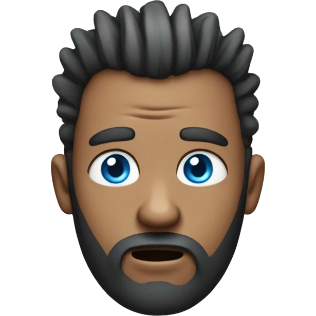 blue-eyed man with beard and mohawk hair, scared emoji