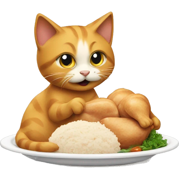 Cat Eating Chicken emoji