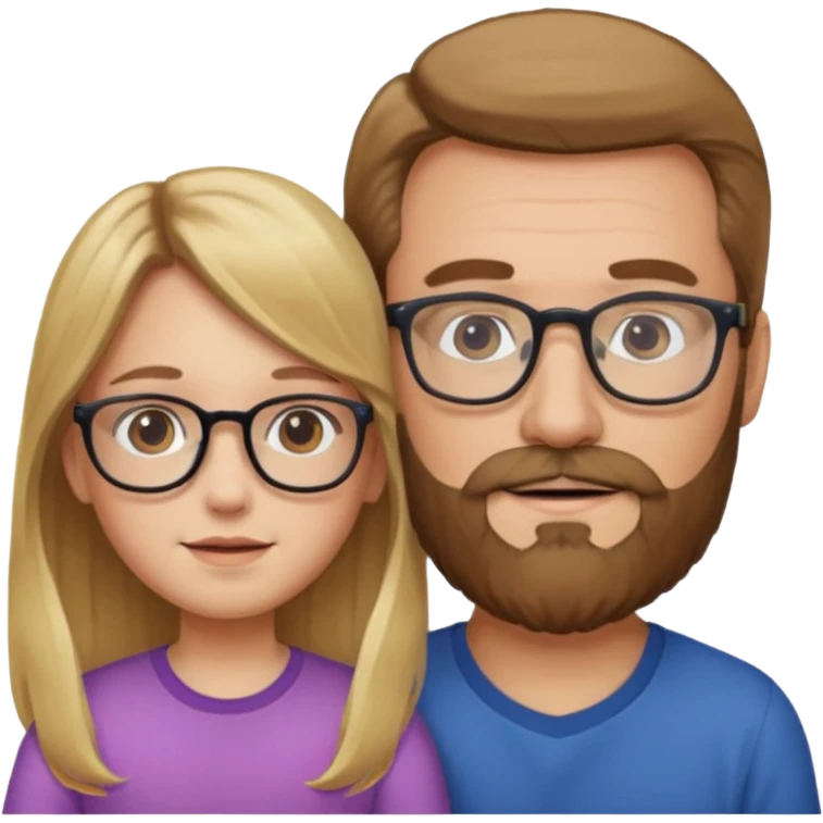 je voudrai un emoji d'un papa chatain avec une barbe chatain et de sa fille aux cheveux longs et blonds avec des lunettes emoji