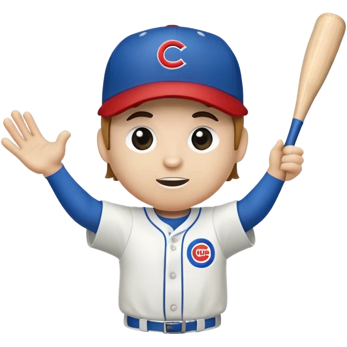Baseball wearing a cubs hat with outstretched arms  emoji