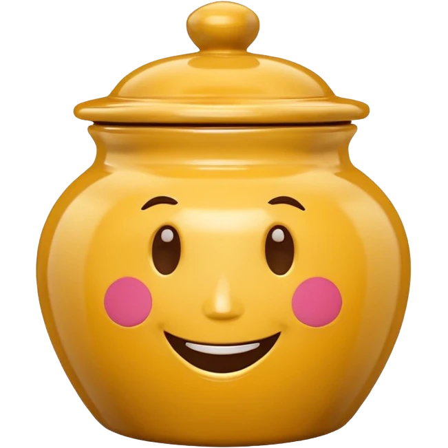 Cookie jar with cartoon face and smile emoji