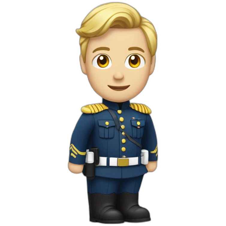 Gendarme au cheveux courts blond blanc avec l'uniforme de la gendarmerie emoji