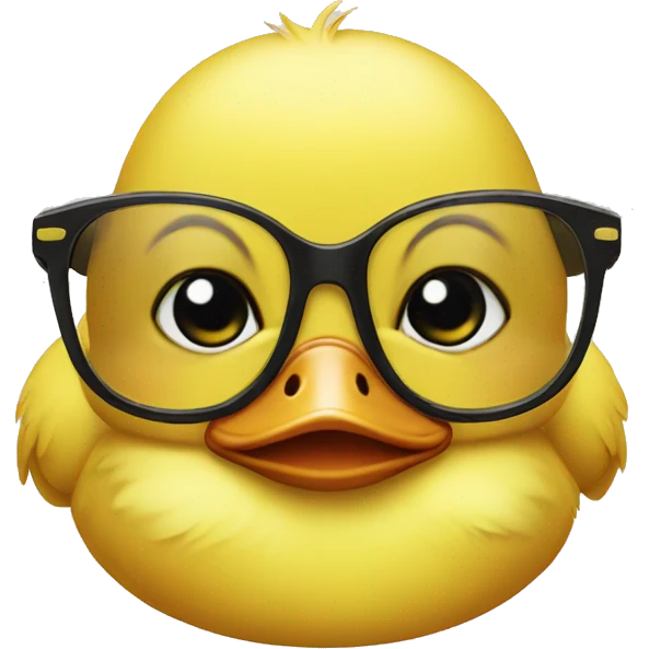 Baby duck with glasses emoji