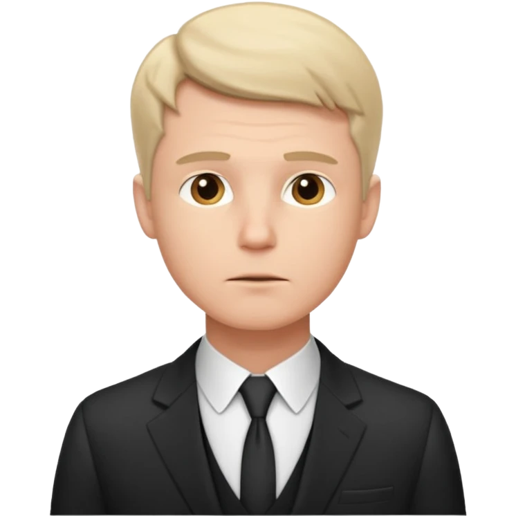 white man in formal suit thinking hard, looking up to left emoji
