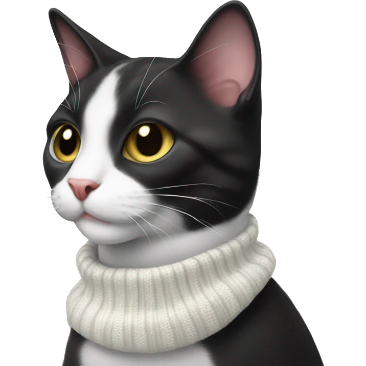 tuxedo cat with white chin wearing a christmas sweater emoji