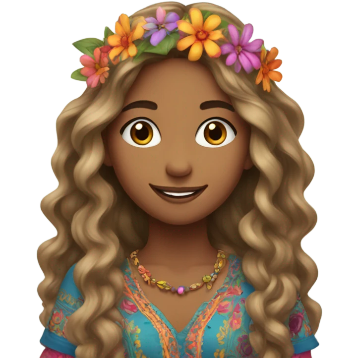 hippy smiling girl emoji