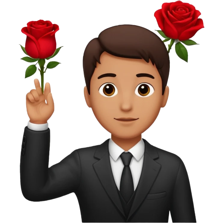 Hombre alzando la mano con una rosa emoji