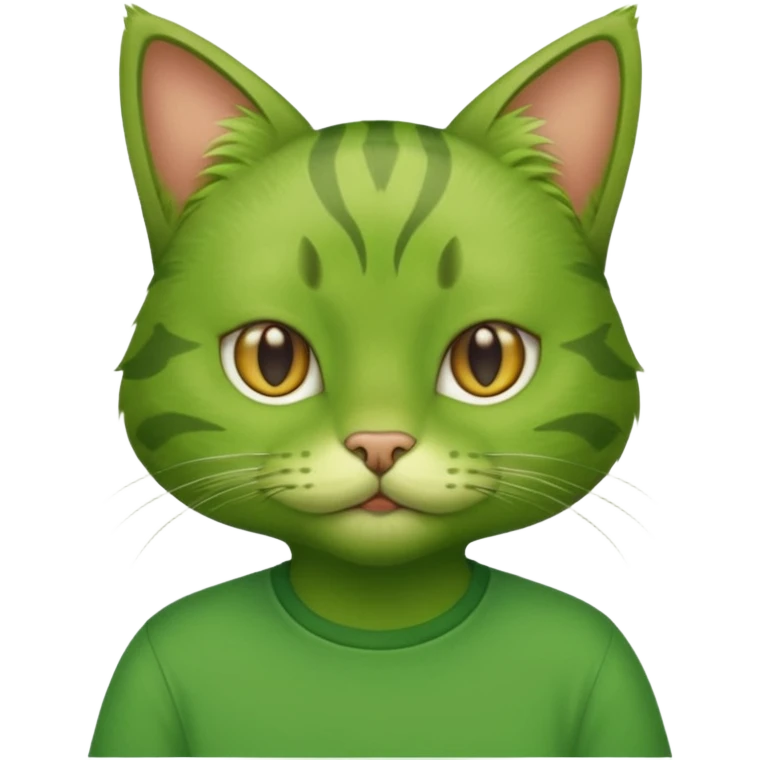 green cat with green shirt emoji