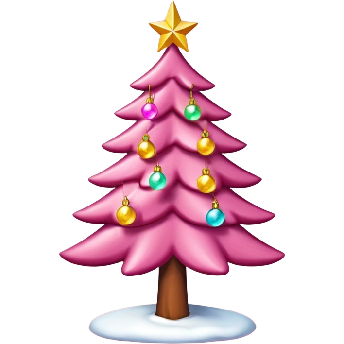 Crea un arbol de navidad en color rosa que parezca de caramelo Agrega luces navideñas has que la estrella  de arriba brille emoji
