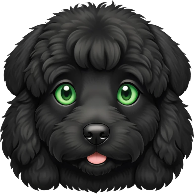 Green eyed black doodle dog emoji