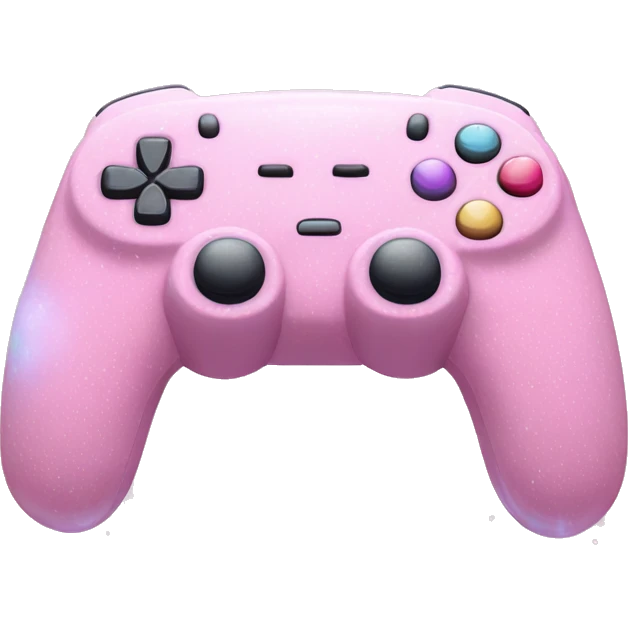 Console Emoji "A pastel pink gaming console with glowing buttons, floating stars, and a faint glittery aura emanating from the surface." emoji