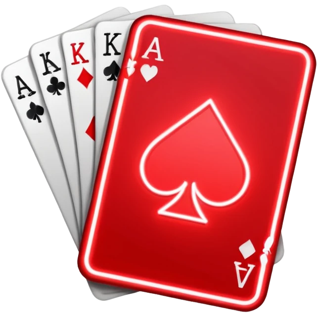 Cute deck of cards red color neon emoji