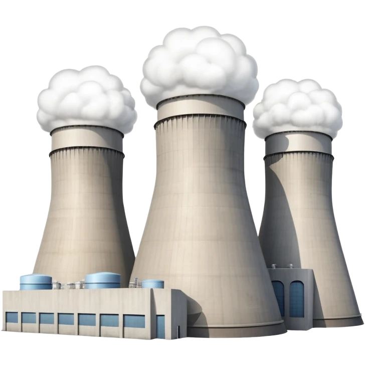 nuclear power plant with cooling towers and reactor dome, no text emoji