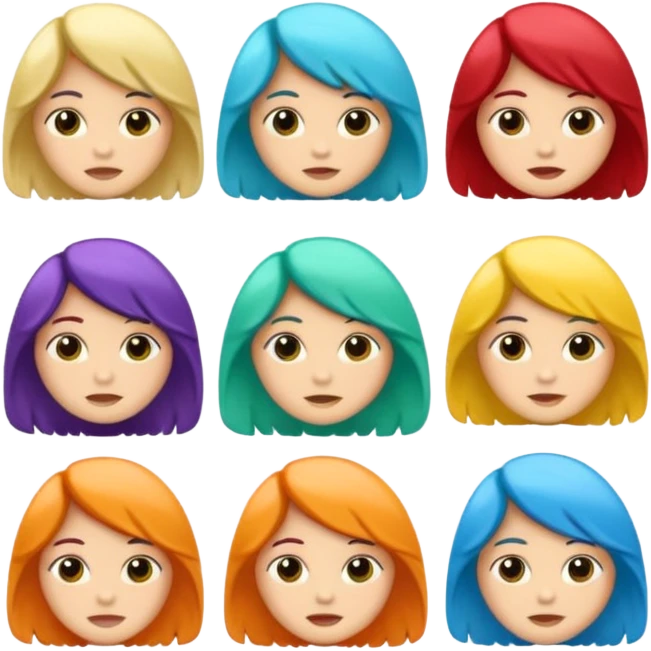 una cabeza con pelo de diferentes colores emoji