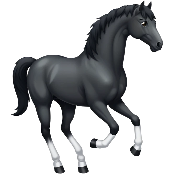 A black horse with white socks emoji