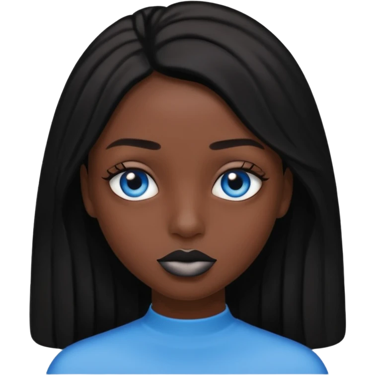 A 67 color blue black eye and lips. emoji