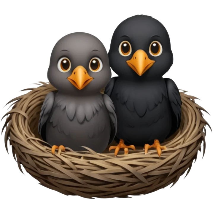 baby crow in nest emoji