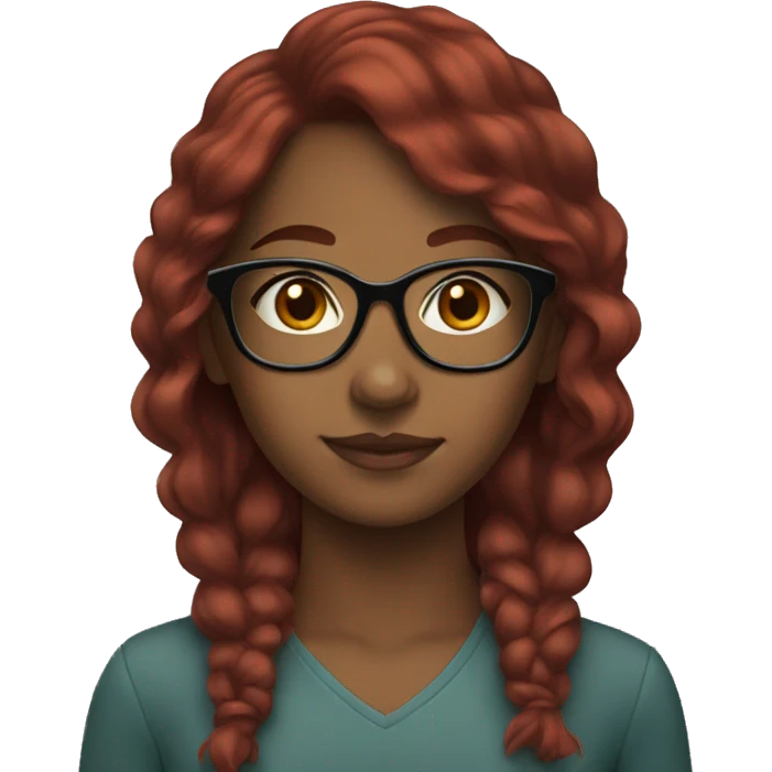 Brown girl with glasses and red hair  emoji