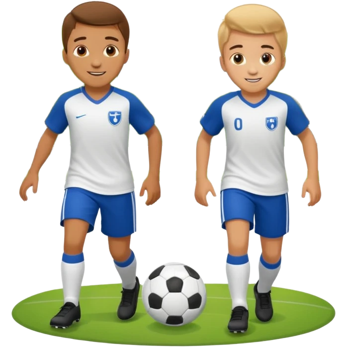 two brothers playings soccer in a park
 emoji