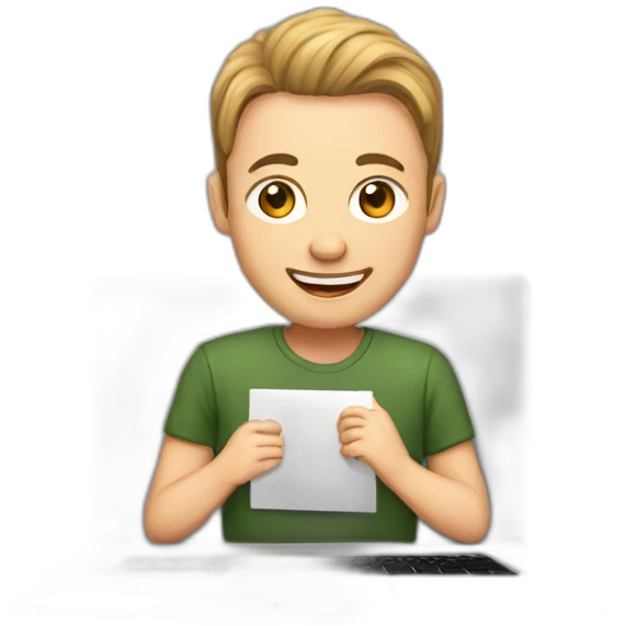 Online English lesson on laptop emoji