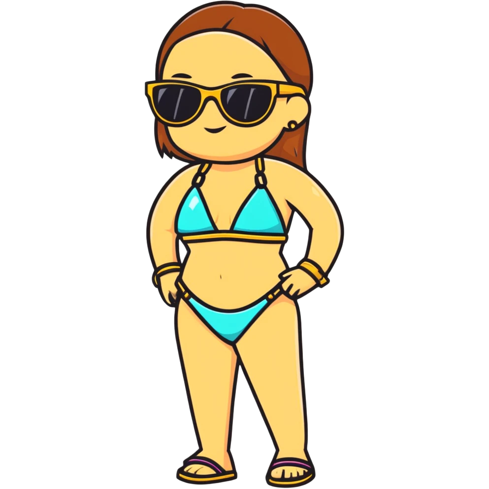gangster in a bikini, sunglasses, gold chain emoji