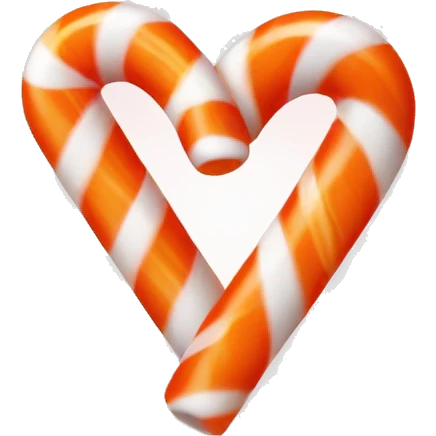 Orange candy canes that makes a heart ￼ emoji