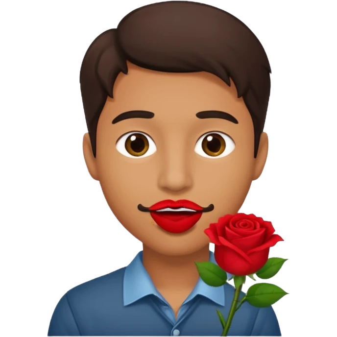 Ağızında gül olan adam emoji