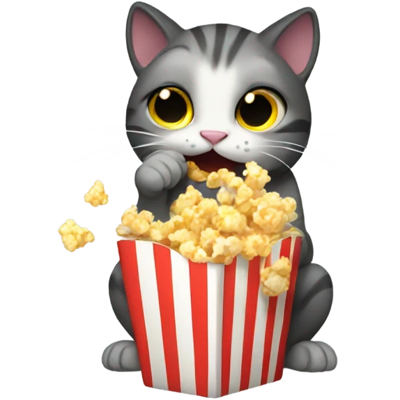 Cat eating popcorn emoji