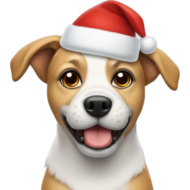 Dog wearing a Santa hat emoji
