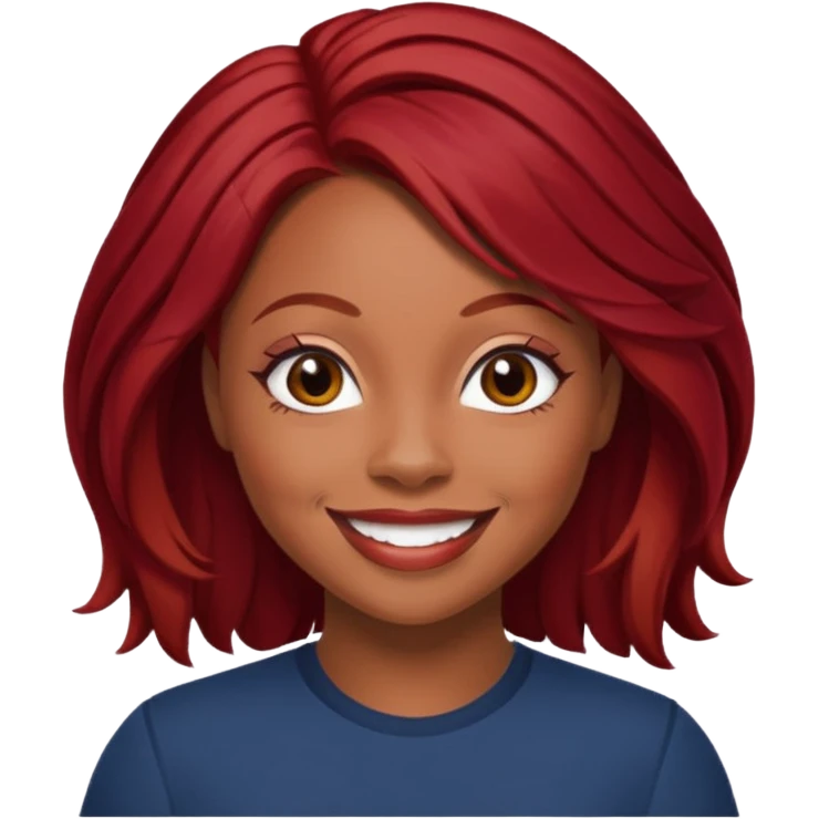 LaTavia Robeson with dark red hair emoji