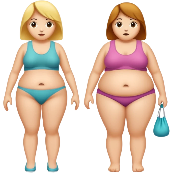 Anorexia and obesity people scissoring emoji