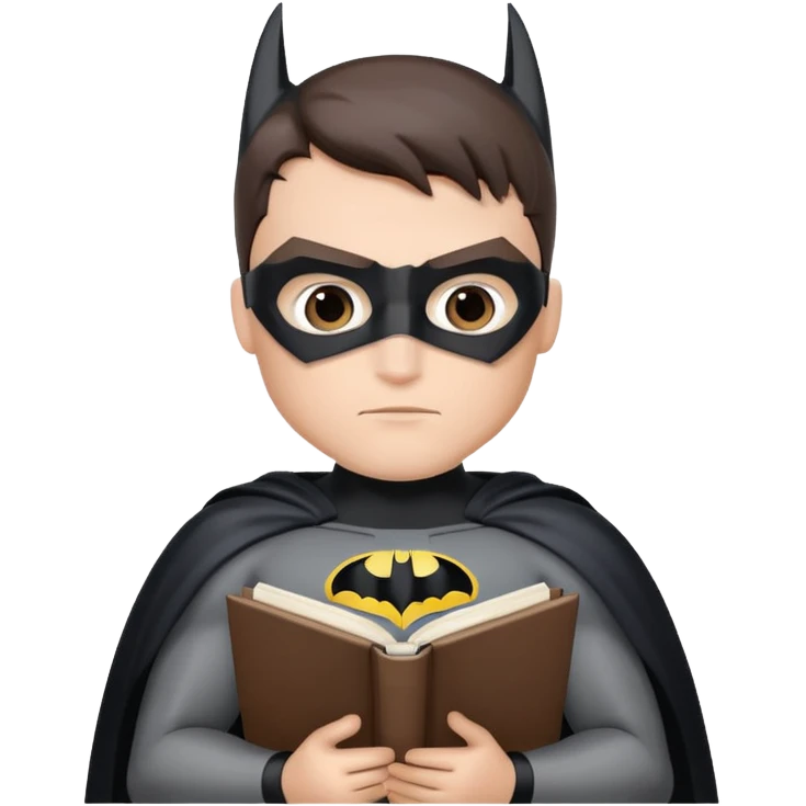 Batman studying with books and notebook, simple background emoji