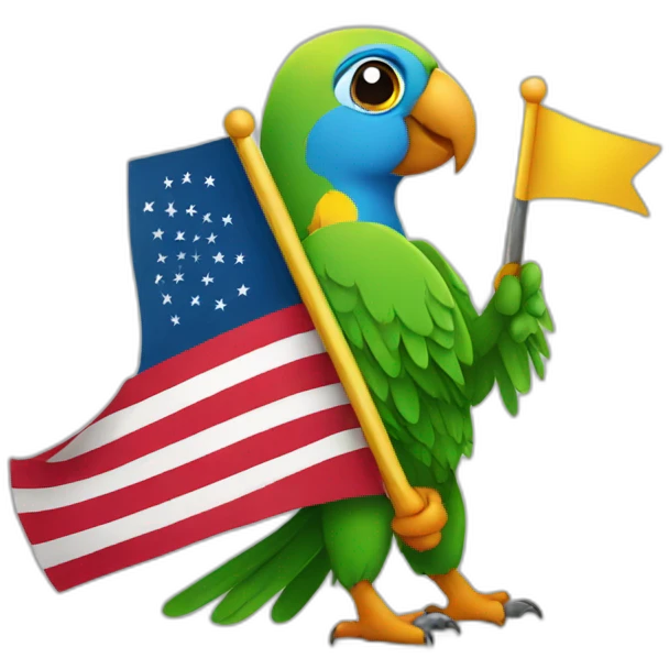 parrot holding a flag emoji