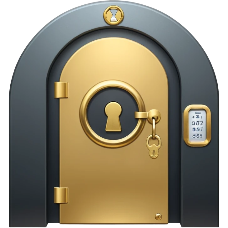 A secure vault door with the AYNI Gold logo at its center lock, glowing subtly. Flat design, metallic gold tones, black background, small “AYNI Gold” tag on the lower edge emoji