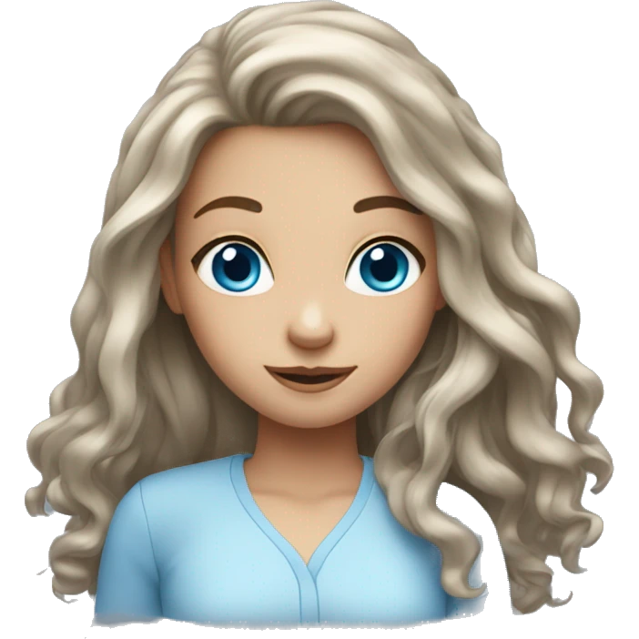 Girl with long luscious hair and blue eyes emoji