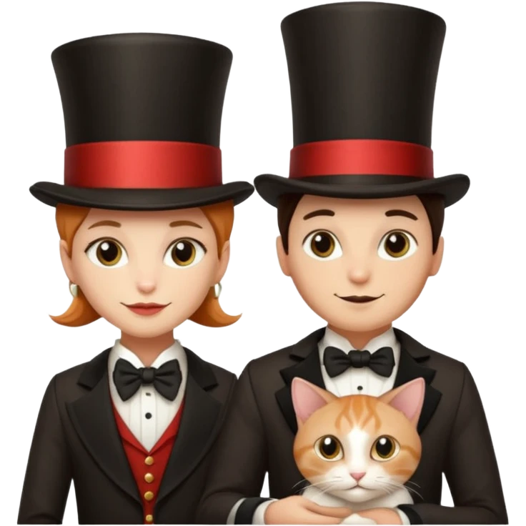 magician couple and their pet cat emoji